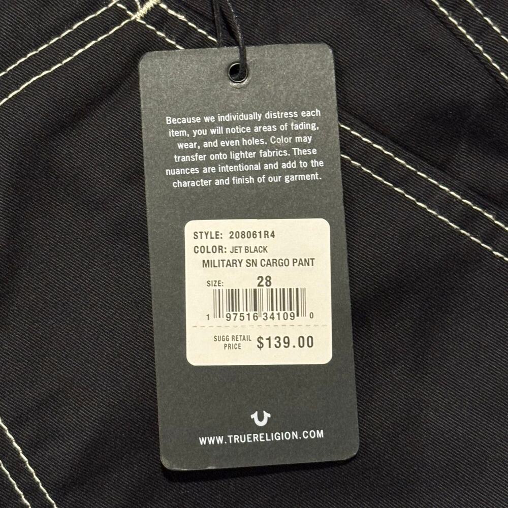 NWT True Religion Pants Military Cargo Y2K Gorpcore Grunge 90s Utility Black 28 - Picture 4 of 6